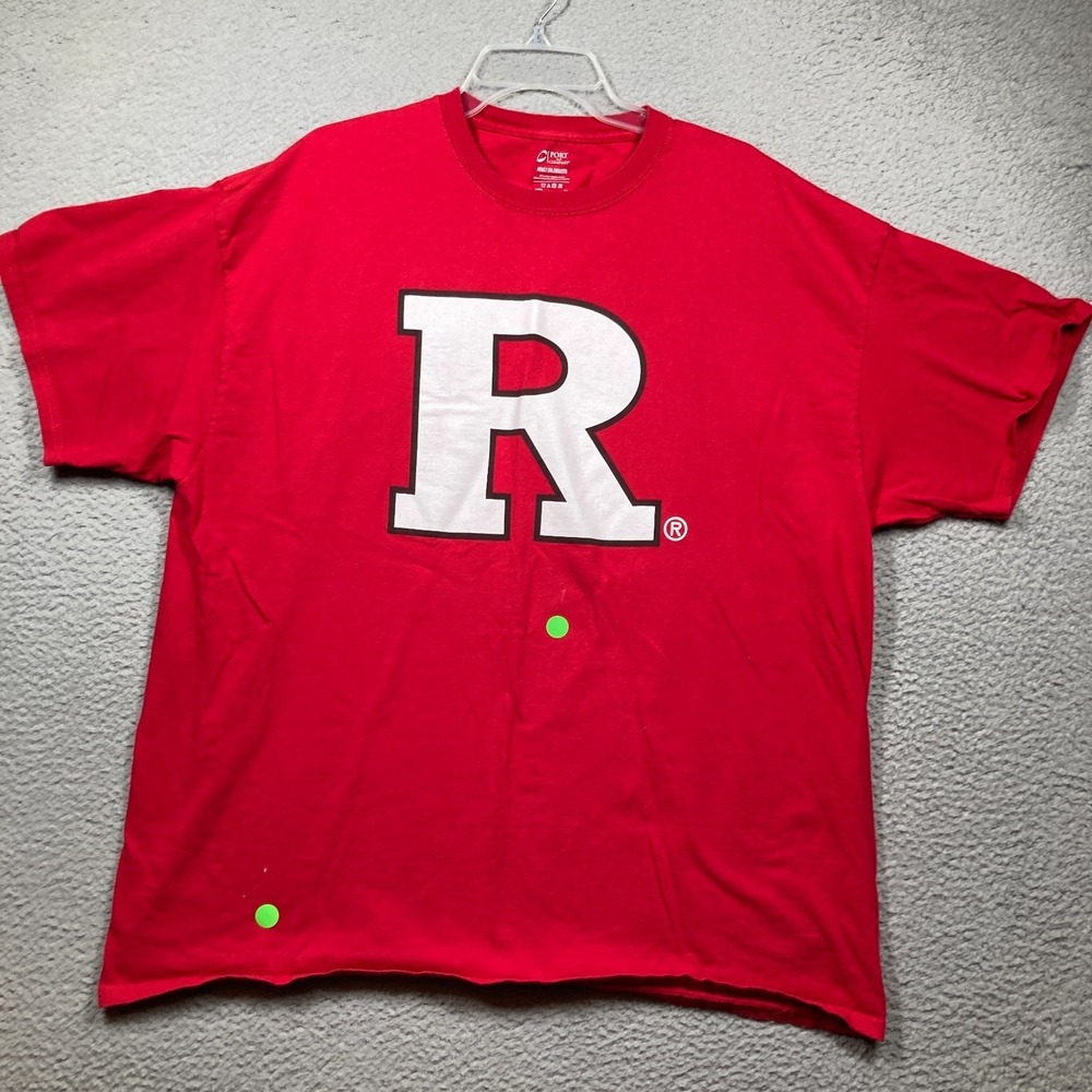 Rutgers University Scarlet Knights T Shirt Adult 2X Red Short Sleeve‎ STAINS